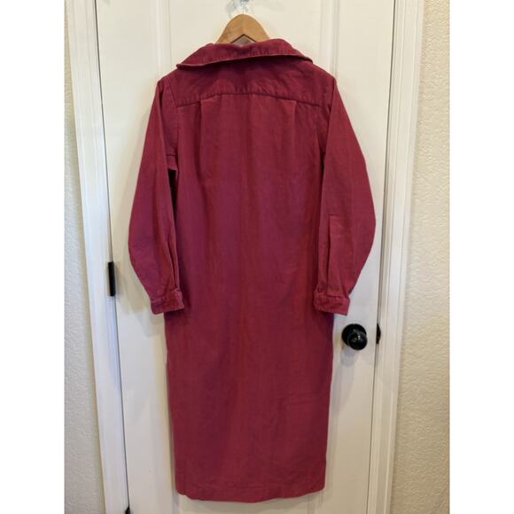 LL Bean Vintage Dress Womens 10 Pink Corduroy Collared Button Up Long Sleeve 90s - Picture 6 of 6
